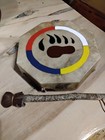 Native American 10 In  Ceremonial Hand Painted Sacred Bear Hand Drum W beater