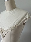 Vintage 90s Ecru Cotton Capelet Collar Crochet Lace Trim Rosette Victorian Style