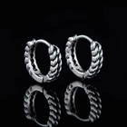 Stainless Steel Silver Small Round Twisted Hoop Earrings For Men Women 2pcs
