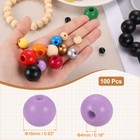 100pcs 16mm Purple Natural Wood Beads With 4mm Hole Round Wooden Spacer Ball