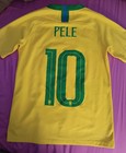 Nike Home Football Shirt Polo Brasil Soccer Jersey Pele  10 Cbf Brazil Boys Size