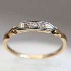 1930s Art Deco 14k Gold Rose-cut Diamond Bar Ring     Antique Engagement Sz 5 5