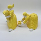 Department 56 Peasant People Vintage Yellow Ceramic Taper Candle Holder Pair