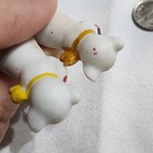Vintage Miniature Bisque Porcelain Cat Figurines Pair White Kittens Heart Bows