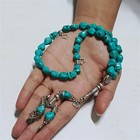 Handmade 33-bead Turquoise Tasbih With Silver Accents Islamic Prayer Rosary Gift