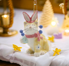 Ceramic Whiskered Cat With Easter Bunny Ears Ornament  Gift For Her  Mom  Kitche