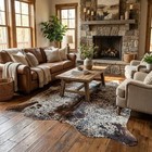 Real Cowhide Rug Tricolor Speckled Brown White Hair On Hide 6x8 Ft Natural Skin