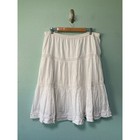 Women s White Crochet Boho Elastic Waist Skirt