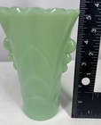 Fire King Anchor Hocking Jadeite Art Deco Scallop 5 25  Vase Green Milk Glass