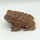 Vintage Japanese Cryptomeria Sugi Frog Hand Carved Cedar Wooden Toad Mcm