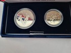 1994 Usa World Cup Silver Dollar Commemorative Proof 2 Coin Set Complete W coa
