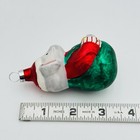Vintage Blown Glass Mouse Holding Cheese Ornament Hand Painted Glitter Whiskers