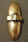 Antique Unique Brass Belt Button Design Long Metal Shank Oval Shape  2 3 8 x7 8 