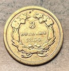 1854  3 Gold Princess Circulated