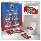 Lilo   Stitch Christmas 4 Pieces Set Bathroom Curtain  Lid Cover  Bath Mat Rugs