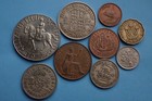 The Old British Money  Crown To Farthing   9 Coins   Good Used Condition 