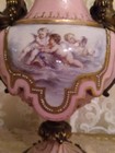Antique 19 Century French Louis Xv Pink Porcelain Bronze Cherub Urn Candleholder