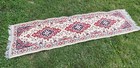 Oriental Runner Rug Red Navy Cream Medallion Fringed Hallway Carpet 92 X 23 In