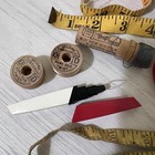 Vintage Sewing Lot Cloth Measuring Tapes Belding Corticelli Wood Spools Boye