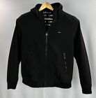 Levis Full Zip Bomber Jacket Mens Large Black Softshell Fleece Lined Hooded