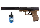 Refurbished Airsoft Walther Ppq Black tan Spring Pistol Kit W  400 Bbs