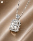 2 50ct Emerald Lab Grown Diamond Pendant Women Engagement Pendant 14k White Gold