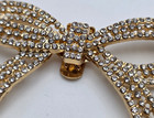 Gold Tone Clear Crystal Rhinestone Bow Shoe Clips 2 25 Inch Vintage
