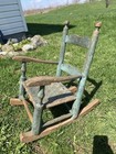 18th Century Original Blue Painted Folk Art Child s Rocking Chair Antique 1700 s