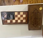 Amerous 15   Wooden Magnet Chess   Checkers Set  2 In 1 Board Game Great Shape