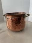 Vintage Hammered Copper Clad Pot Brass Handles 6 Dia X 5 In Tall