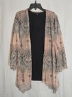 Dina Ariel Paisley Chiffon Bell Sleeve Tunic Top Peach Black Blue White Size L