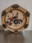 Stunning Tonala Mexican Folk Art Pottery Wall Hanging Plate Bird Flowers