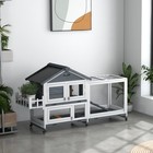 Wooden Rabbit Hutch With Wheels  Openable Roof  Storage Box  Gray