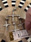 Vintage Mexico Sterling Silver Yalalag Bead Drop Cross Pendant    
