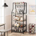 Idealhouse Rustic Microwave Stand 5-tier Storage Rack Adjustable Feet And