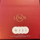 Lenox Set Of 4 Holly Scroll Christmas Accent 8  Porcelain Plates Red Trim Nib