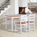 5 Piece Solid Pine Wood Table And Chairs Dining Set -white