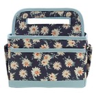 Multipurpose Fabric Tote Bag Storage Caddy With Multiple Pockets In Blue Floral
