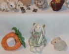 Easter Decor Lot Miniature Figurines - Bunny Rabbits - Pewter  Resin   Ceramic