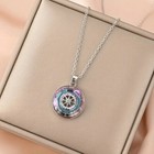 Elegant 925 Sterling Silver Rainbow Mystical Fire Topaz Compass Pendant Necklace
