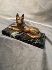 Demetre Chiparus Bronze German Shepherd Sculpture With Marble Base