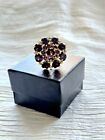Vintage 14k Yellow Gold Garnet Cluster Flower Floral Ring Size 5 5 - 7 6 Grams