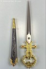 Renaissance Scissors Gold Red Jewel With Sheath Stainless Steel Collectible