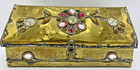 Large Antique Brass Repouss   Box Early 1900 s Stones Inlays