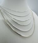 925 Sterling Silver Men s Women s Box Chain Necklace  50mm - 2mm 16 -30  Italy