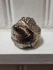 Vintage Small Turtle Nut Trinket Betel Stash Box Silver Toned