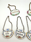 Vintage Crown Staffordshire Porcelain Liquor Bottle Tags Bourbon Gin Whiskey Etc