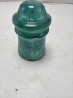 Vintage Hemingray No  9 Solid Aqua Green Glass Electrical Insulator