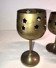 Vintage Brass  Star Cut Out Candle Holder Made In India Set Of 3