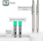 Metal Mechanical Pencils 0 7mm  2 Pack Lead Pencil Mechanical Pencil Metal